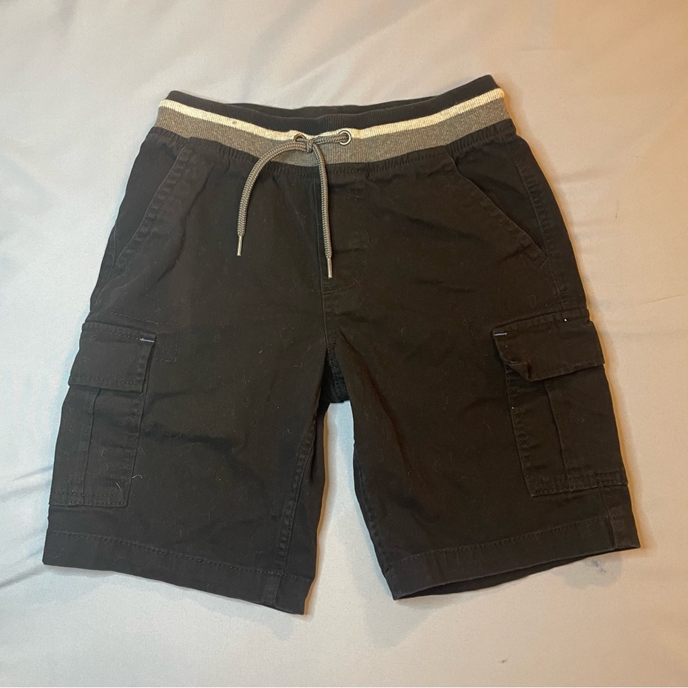 Wonder Nation Black Cargo Shorts with Elastic Waistband Size L 10/12